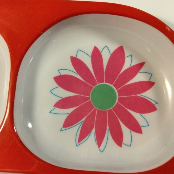 Cynthia Rowley Toddler Plate 4 section kids Pink falmingo Ladybug Melamine - Picture 3 of 7